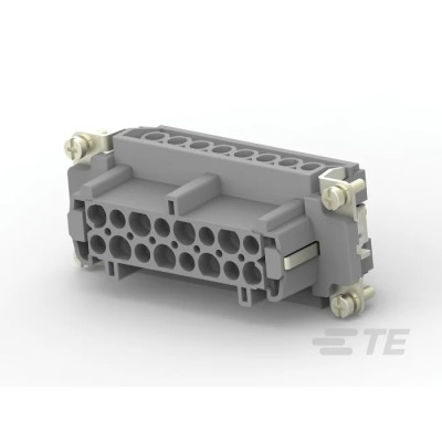TE Connectivity Heavy Duty Power Connector Insert 16A 500V Panel Mount 16 Contacts HDC HE Series T2040162201-000