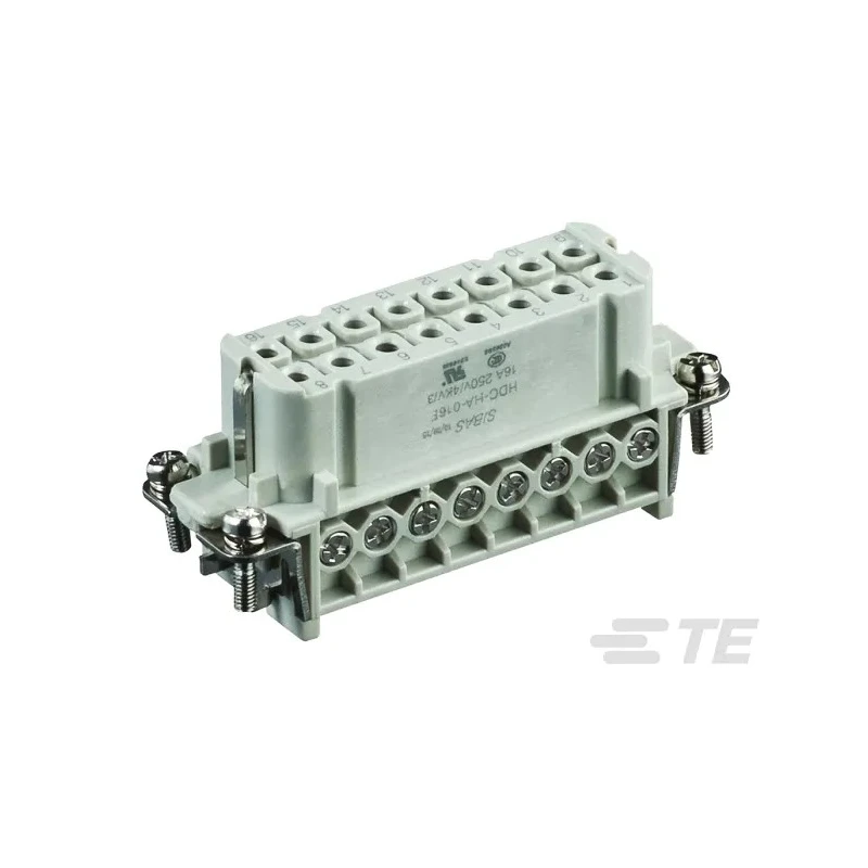 TE Connectivity Heavy Duty Power Connector Insert 10A 250V Panel Mount 16 Contacts HDC HA Series T2010322201-000