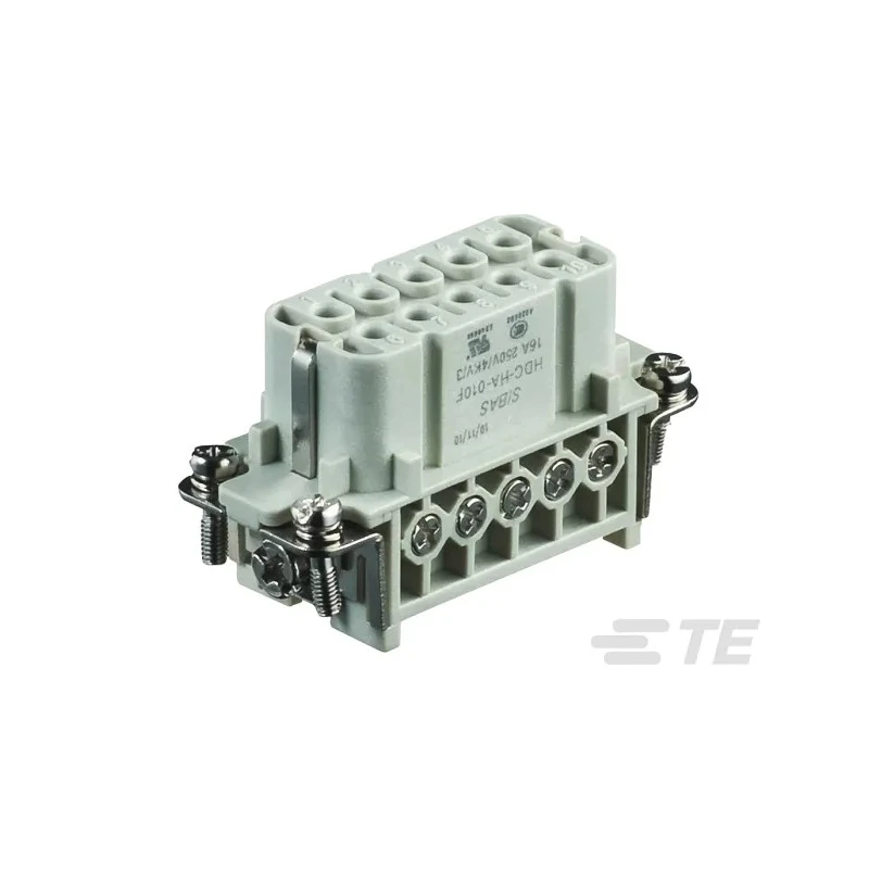 TE Connectivity Heavy Duty Power Connector Insert, 16A, 250V, HDC HA Series Female, Panel Mount, 10 Contacts T2010102201-000