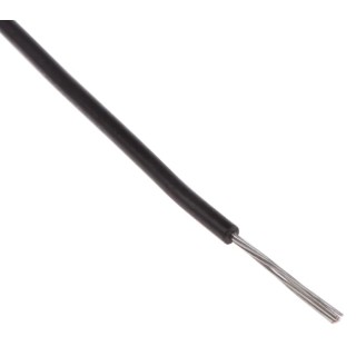 RS PRO Black 0.08 mm² 28 AWG 7/0.12 mm Tinned Copper Single Core Hook Up Wire, PVC Jacket, 100 m Length 150V 80°C 877-5257