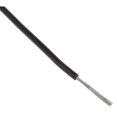 RS PRO Black 0.08 mm² 28 AWG 7/0.12 mm Tinned Copper Single Core Hook Up Wire, PVC Jacket, 100 m Length 150V 80°C 877-5257