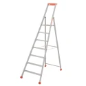 TUBESCA Anodised Aluminium 7 Steps Step Ladder, 1.54m Platform Height, 2.19m Open Length 02370007