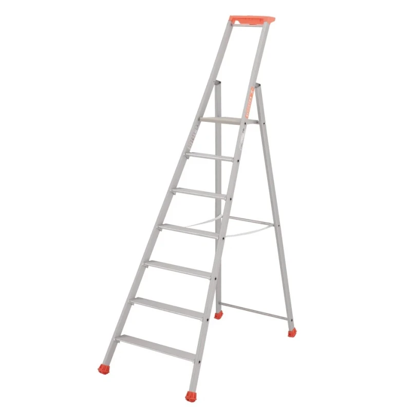 TUBESCA Anodised Aluminium 7 Steps Step Ladder, 1.54m Platform Height, 2.19m Open Length 02370007