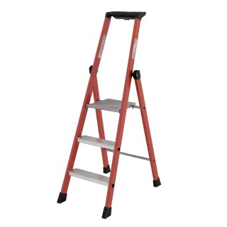 TUBESCA Fibreglass 3 Steps Step Ladder 0.69m Platform Height 1.35m Open Length 04472003