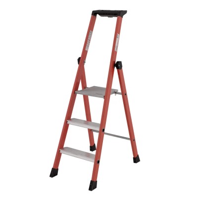 TUBESCA Fibreglass 3 Steps Step Ladder 0.69m Platform Height 1.35m Open Length 04472003