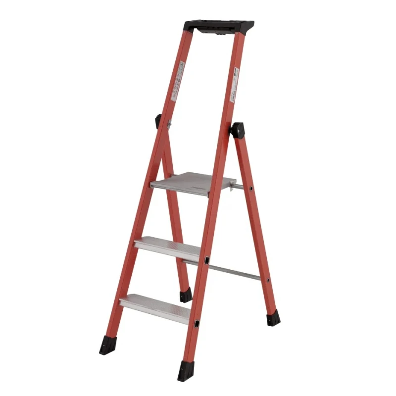 TUBESCA Fibreglass 3 Steps Step Ladder 0.69m Platform Height 1.35m Open Length 04472003
