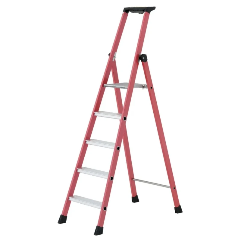 TUBESCA Fibreglass Step Ladder with 1.15m Platform Height, 1.81m Open Length, Aluminium Rungs, Non-Conductive 04472005