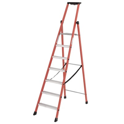 TUBESCA Fibreglass 7 Steps Step Ladder, 1.61m Platform Height, 2.27m Open Length 04472007