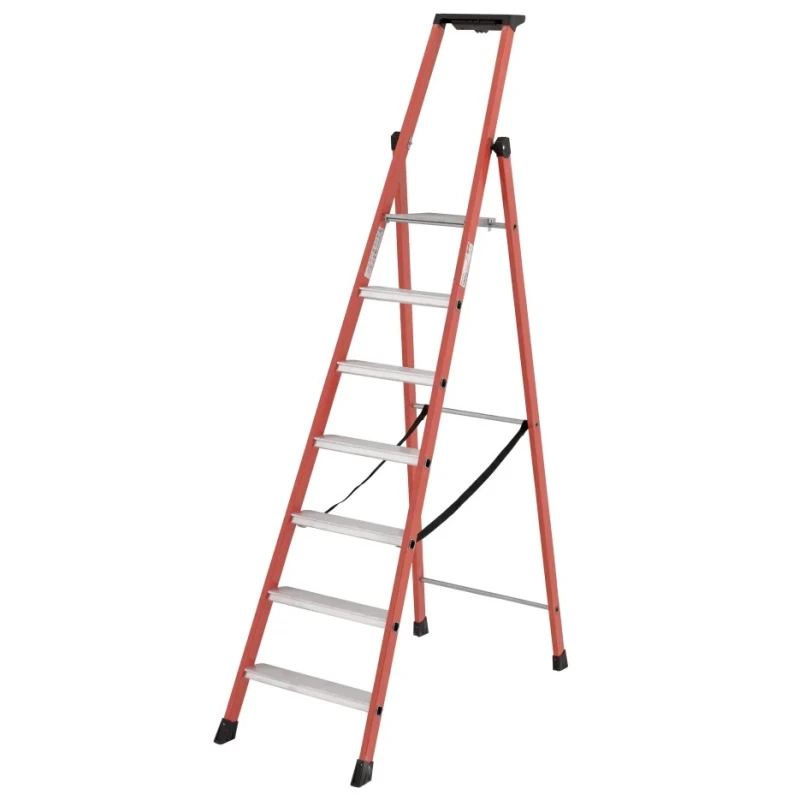 TUBESCA Fibreglass 7 Steps Step Ladder, 1.61m Platform Height, 2.27m Open Length 04472007