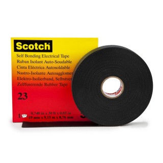 3M Black Self-Amalgamating Tape Ethylene Propylene Diene Monomer 19mm x 9.15m SCOTCH 23 9.15X19