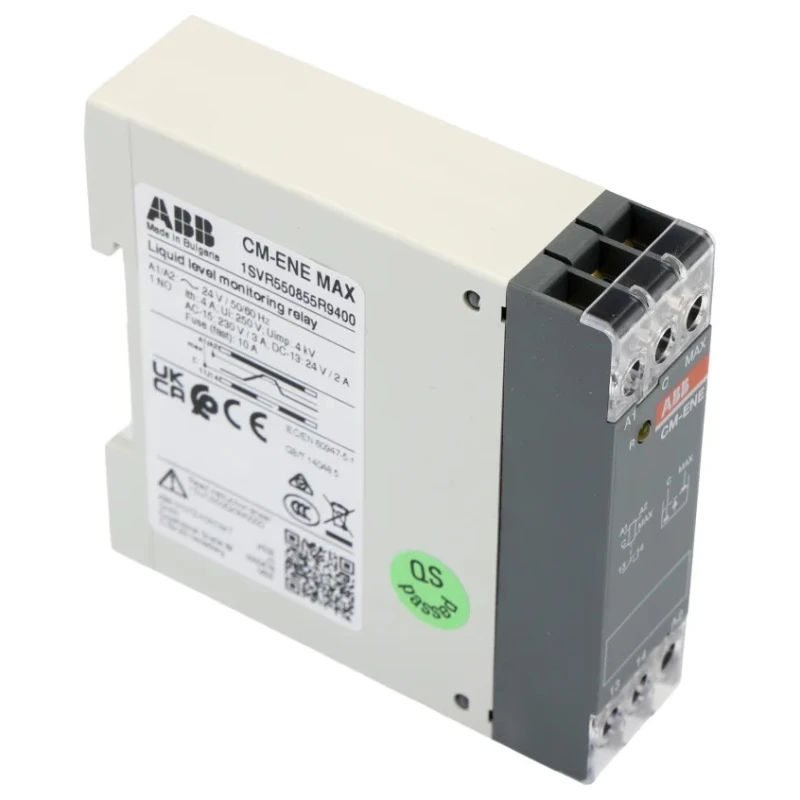 ABB Monitoring Relay 1 Phase SPST DIN Rail Mount 24V AC DC 1SVR550855R9400 CM-ENE MAX