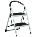 RS PRO Folding Step Stool Steel 2 Tread Steps 0.49m Platform Height Silver Grey 877-6815