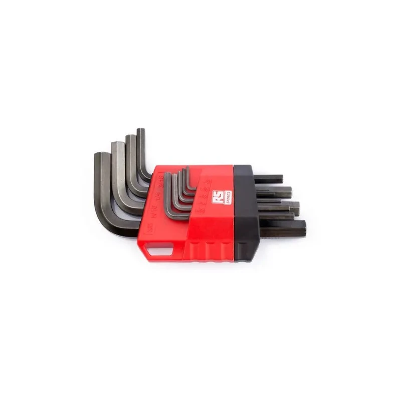 RS PRO 9 Piece L Imperial Hex Key Set, Hex Size 1/16 to 3/8 in, Short Arm, Silicon Chrome Vanadium Steel 192-3727