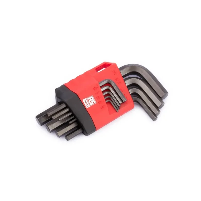 RS PRO 9 Piece L Imperial Hex Key Set, Hex Size 1/16 to 3/8 in, Short Arm, Silicon Chrome Vanadium Steel 192-3727