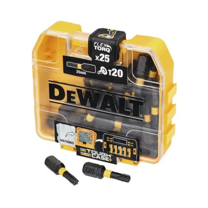 DeWALT Screwdriver Bit Set T20 x 25 mm Tip Hex Drive 25 mm Overall Length 25-Piece DT70557T-QZ