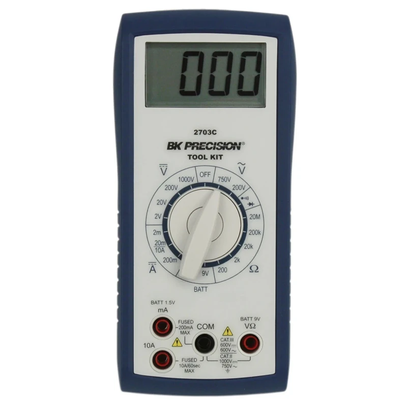 BK Precision Handheld Multimeter BK2703C 1kV Safety CAT II, CAT III, LCD Display, 200h Battery Life BK2703C