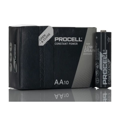 Duracell Procell Constant Alkaline AA Battery 1.5V 3.125Ah Flat Termination 10 Pack 5000394122895