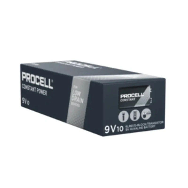 Duracell Procell Constant Alkaline 9V Battery 1.5V 692mAh Snap Termination 10 Pack 6LR61 5000394122130