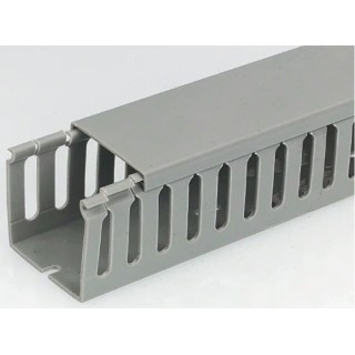 RS PRO Grey Open Slot Cable Trunking W40mm x D80mm x L1m Polyvinyl Chloride W40mm