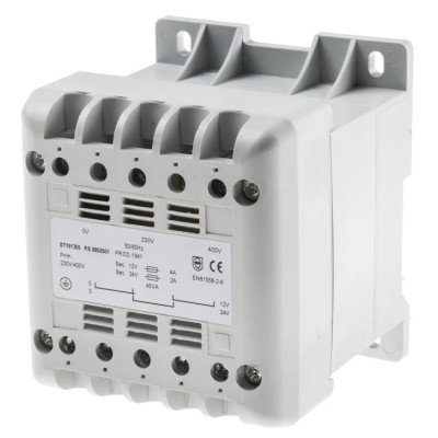 RS PRO 40 VA DIN Rail Transformer 400 V ac Primary 12 V ac Secondary IEC 61558-2-6 880-2501