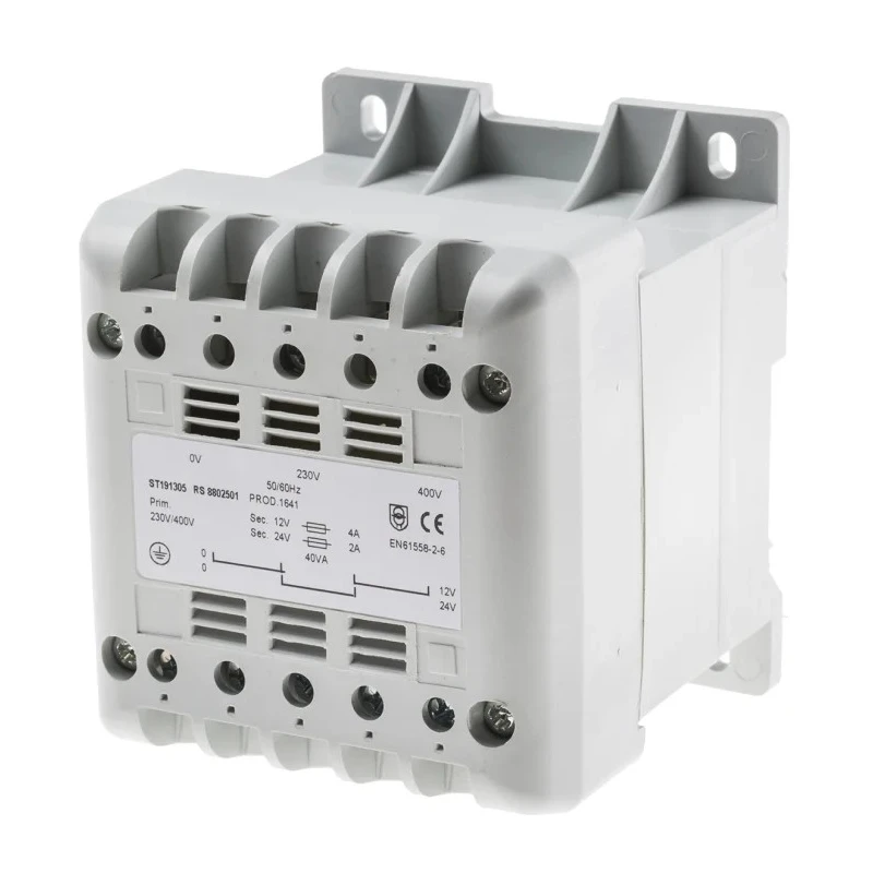 RS PRO 40 VA DIN Rail Transformer 400 V ac Primary 12 V ac Secondary IEC 61558-2-6 880-2501