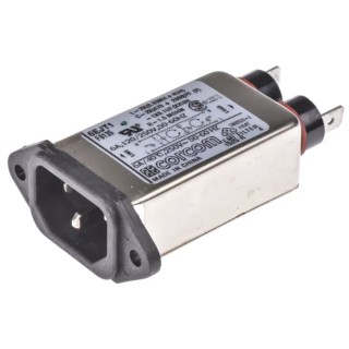 TE Connectivity IEC Filter 250V AC 6A Flange IEC Filter Male Spade 2-6609006-3