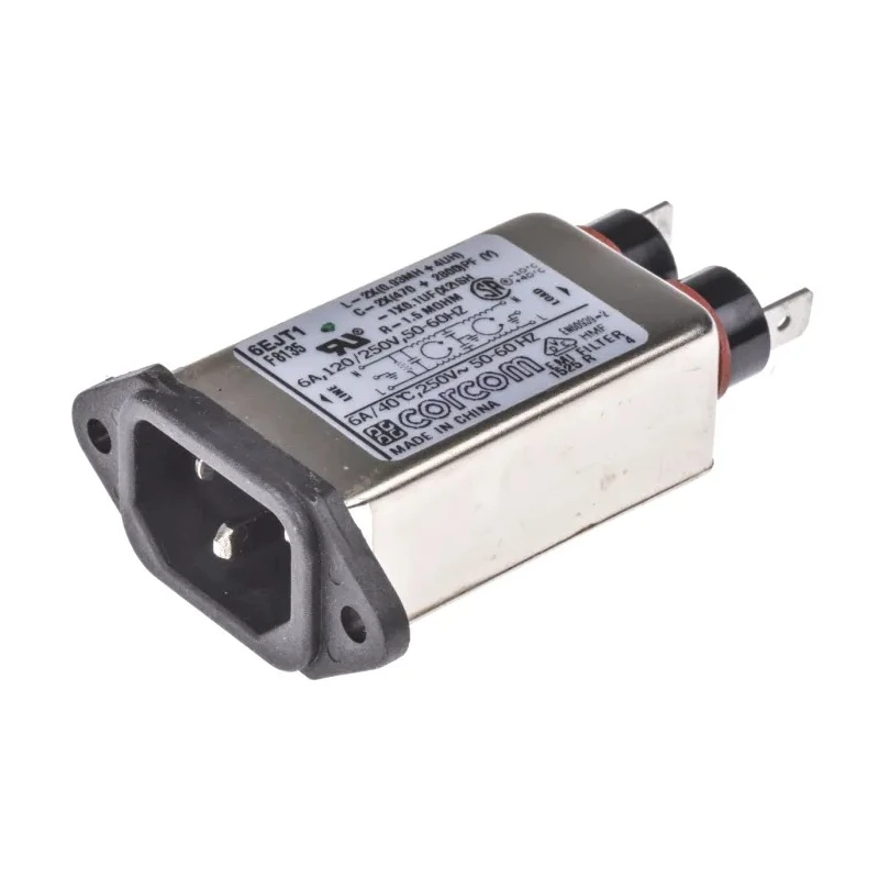 TE Connectivity IEC Filter 250V AC 6A Flange IEC Filter Male Spade 2-6609006-3