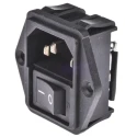 TE Connectivity IEC Filter 250V AC 15A Flange Mount Male 2 Pole with Spade Termination 1-1609112-4