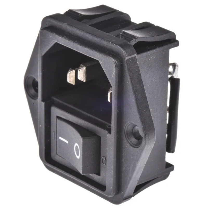 TE Connectivity IEC Filter 250V AC 15A Flange Mount Male 2 Pole with Spade Termination 1-1609112-4