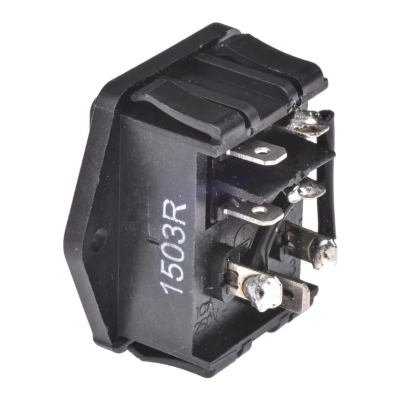 TE Connectivity IEC Filter 250V AC 15A Flange Mount Male 2 Pole with Spade Termination 1-1609112-4