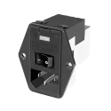 TE Connectivity IEC Filter Flange Mount Male Spade Connector 2 Pole 2 Fuse 3A 120, 250 V AC 1-6609103-3