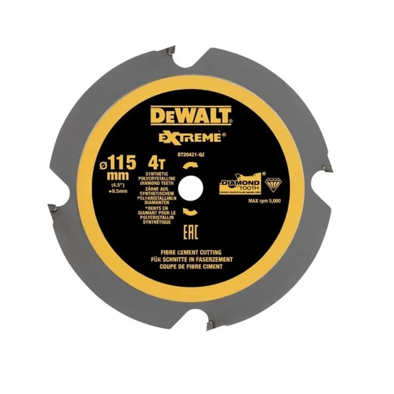 DeWALT Circular Saw Blade 115 mm Diameter Tungsten Carbide Blade with 4 Teeth PCD (Polycrystalline Diamond Tooth) DT20421-QZ