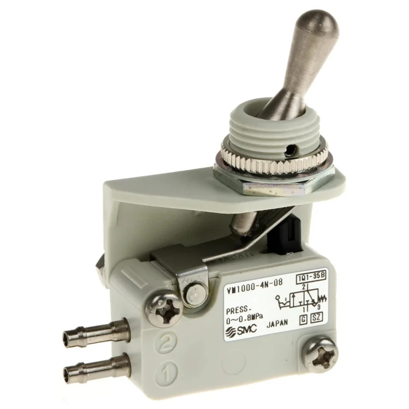 SMC Toggle Lever Pneumatic Manual Control Valve Series, 3/2 Function, Maximum Pressure 0.8 Mpa, Polybutylene VM1000