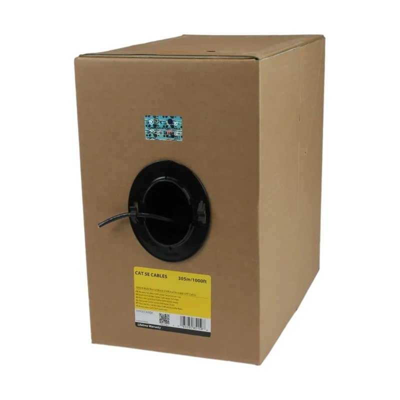StarTech.com Category 5e Unscreened Ethernet Cable 24 AWG Solid Copper Conductor 305 m Black PVC Jacket Cat5e 