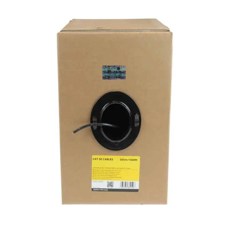 StarTech.com Category 5e Unscreened Ethernet Cable 24 AWG Solid Copper Conductor 305 m Black PVC Jacket Cat5e 