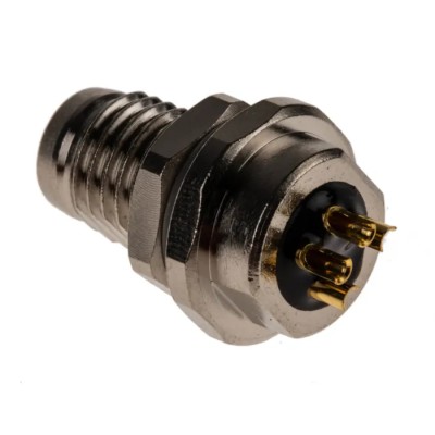 TE Connectivity Circular Connector M8 Series, 4 Contacts, Rear Mount, Plug Male, IP67, 3A, 30V, Solder T4030014041-000