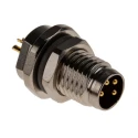 TE Connectivity Circular Connector M8 Series, 4 Contacts, Rear Mount, Plug Male, IP67, 3A, 30V, Solder T4030014041-000
