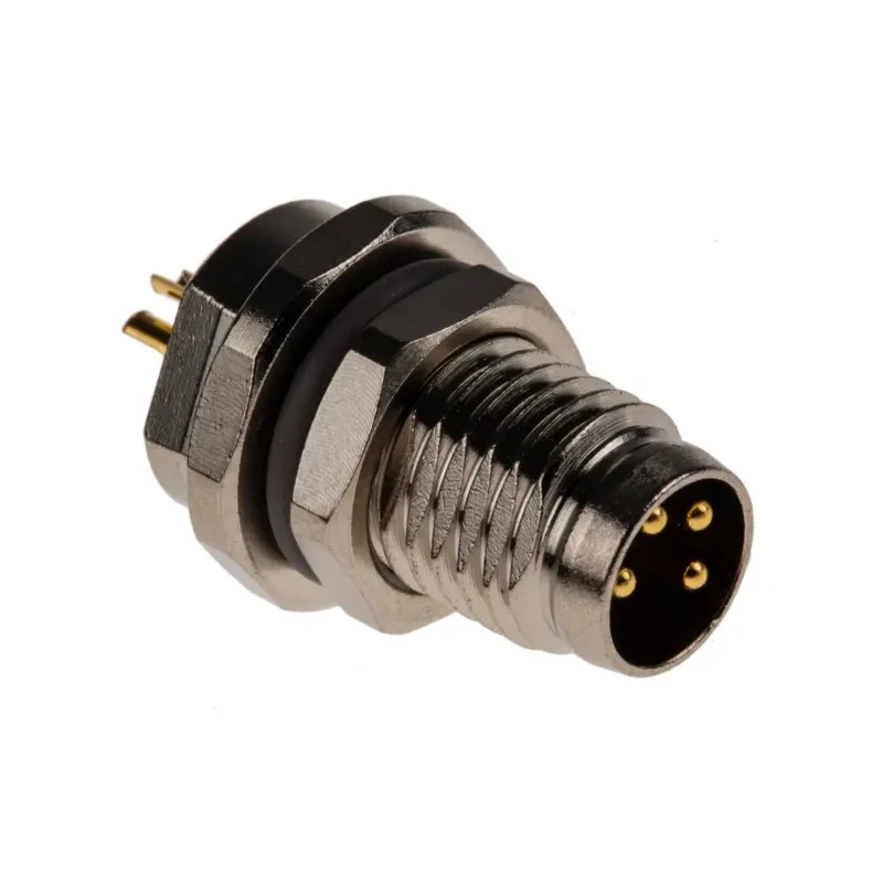 TE Connectivity Circular Connector M8 Series, 4 Contacts, Rear Mount, Plug Male, IP67, 3A, 30V, Solder T4030014041-000