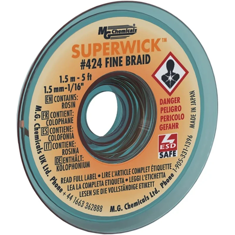 Super Wick De-Soldering Braid 1.5 m Length, 1.5 mm Width 424