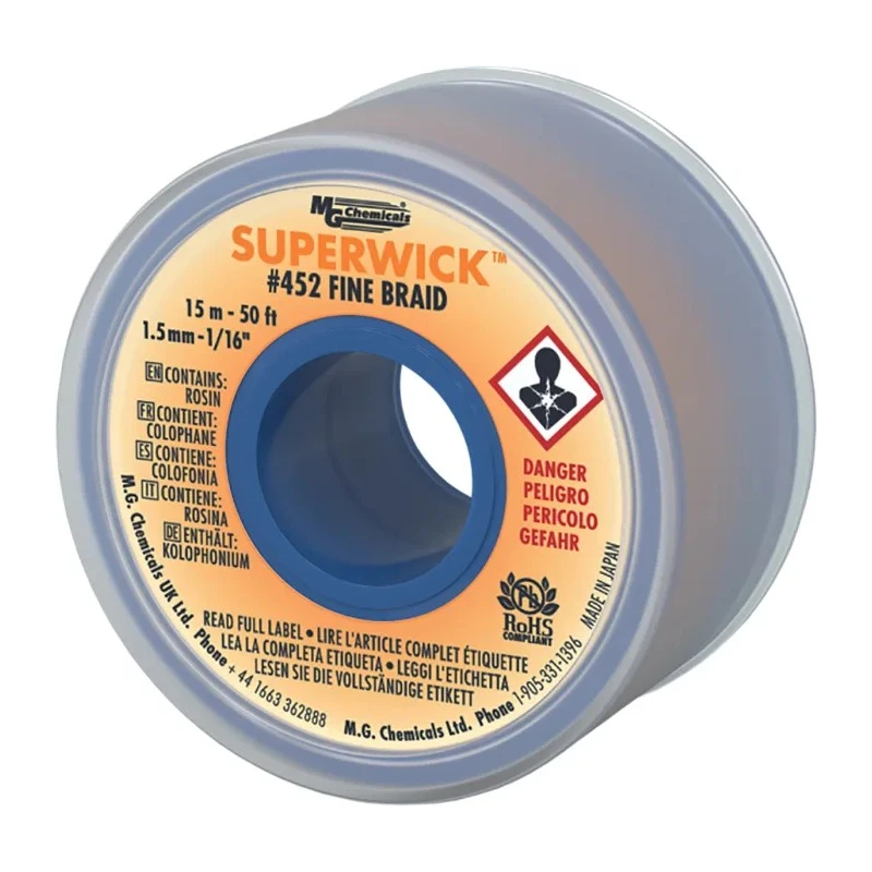 Super Wick De-Soldering Braid 15 m Length, 1.5 mm Width 452