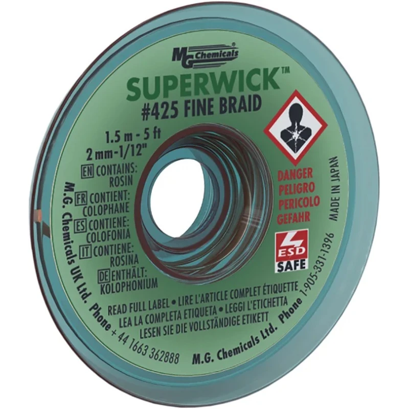 Super Wick De-Soldering Braid 1.5 m Length Copper Braid with RMA Flux 425