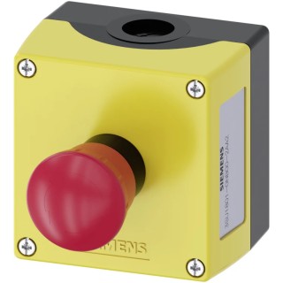 Siemens SIRIUS ACT 3SU18 Series Twist Release Emergency Stop Push Button, Surface Mount, 22 mm Cutout 3SU1801-0NB00-2AA2