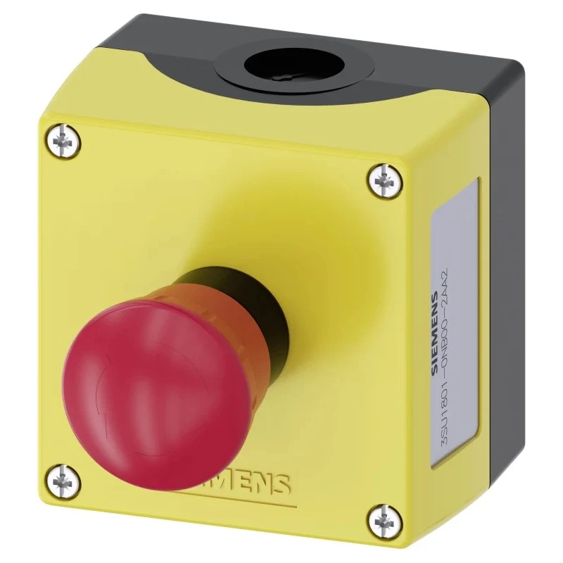 Siemens SIRIUS ACT 3SU18 Series Twist Release Emergency Stop Push Button, Surface Mount, 22 mm Cutout 3SU1801-0NB00-2AA2
