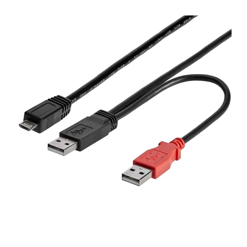 StarTech.com USB 2.0, Male USB Type A to Male Micro USB Type B Black Cable 0.9 m USB2HAUBY3