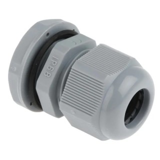 RS PRO Grey Polyamide 66 Cable Gland, M20 Thread, 6 mm Minimum to 12 mm Maximum Cable Diameter, IP68 Rated NGM20S-DGY