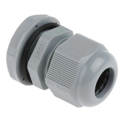RS PRO Grey Polyamide 66 Cable Gland, M20 Thread, 6 mm Minimum to 12 mm Maximum Cable Diameter, IP68 Rated NGM20S-DGY