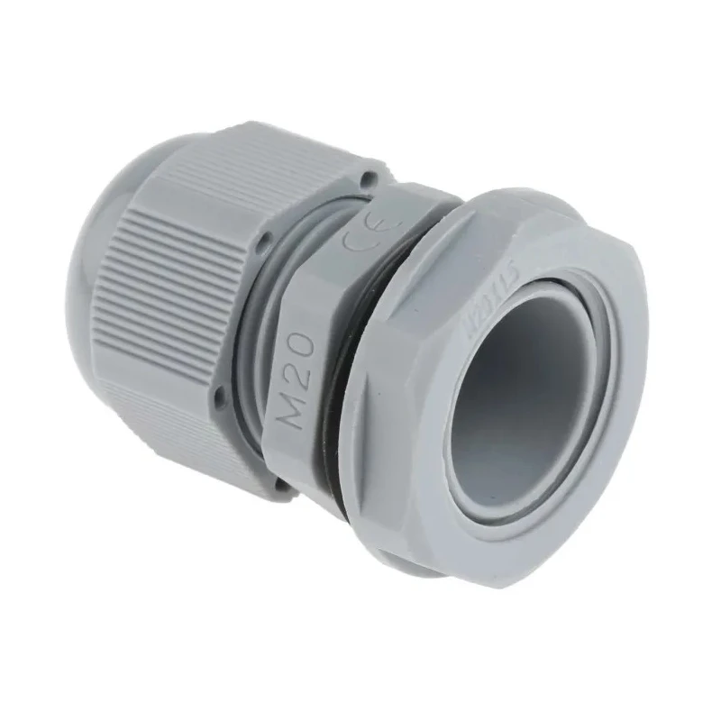 RS PRO Grey Polyamide 66 Cable Gland, M20 Thread, 6 mm Minimum to 12 mm Maximum Cable Diameter, IP68 Rated NGM20S-DGY