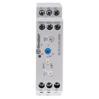 Finder 83 Series DIN Rail Timer Relay Multifunction 2-Contact DPDT 24 to 240 V AC 30A 0.05 s to 10 Days 83.52.0.240.0000