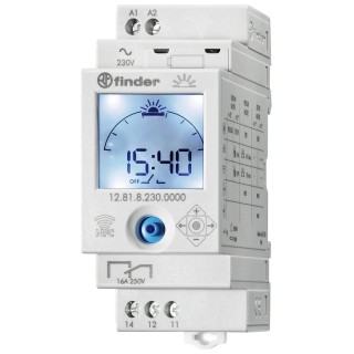 Finder Digital with NFC 12 DIN Rail Time Switch 230V AC SPDT 1 Channel 6 Year Battery Life 12.81.8.230.0000 NFC
