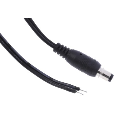 RS PRO Lockable Straight DC Jack 2A, 16V, Male Connector, 2 m Cable Length, Nickel Plated 884-0941